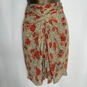 Isabell Marant Etoile Sevan Slavic floral ruched skirt poppy mini medium